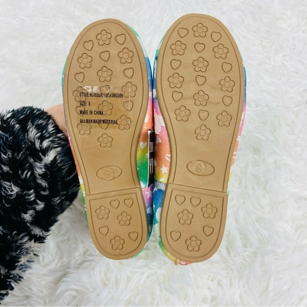 NWT EMMA NEW YORK colorful sparkly unicorn ballerina flats size girls 8